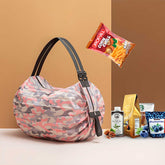 Reusable Foldable Shopping Bags - Waterproof Nylon Tote with Zipper | Lightweight Grocery Bag Set